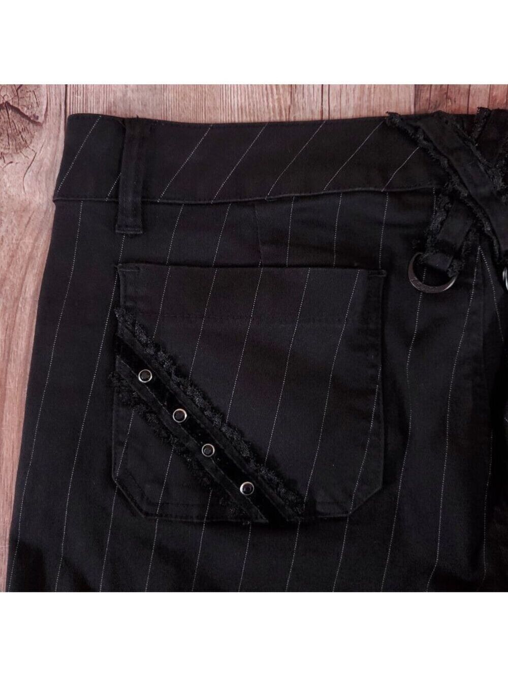 Vtg Tripp NYC Sz 13 Striper Black Tone Boot Cut Pants Pinstripe Goth Punk Y2K - Picture 11 of 15
